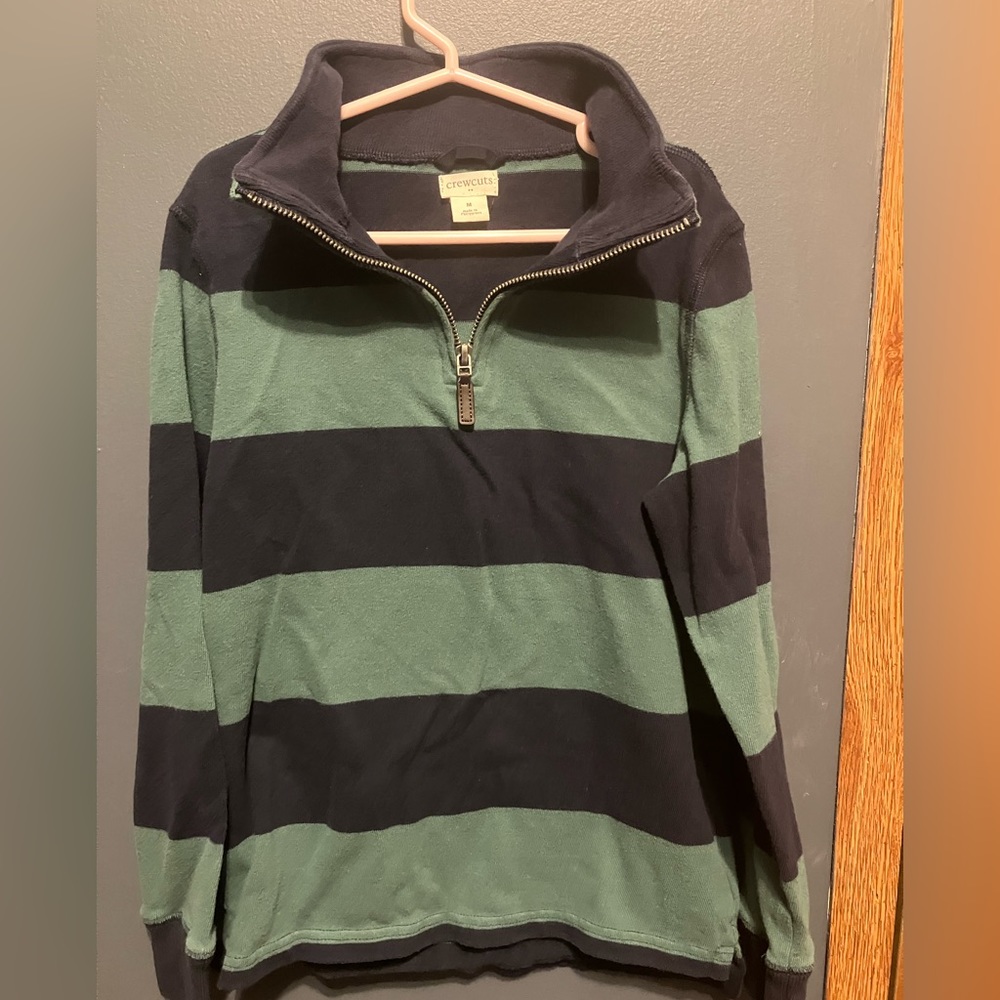 CrewCuts J Crew Boys Medium Striped Half Zip Striped Pullover Shirt
